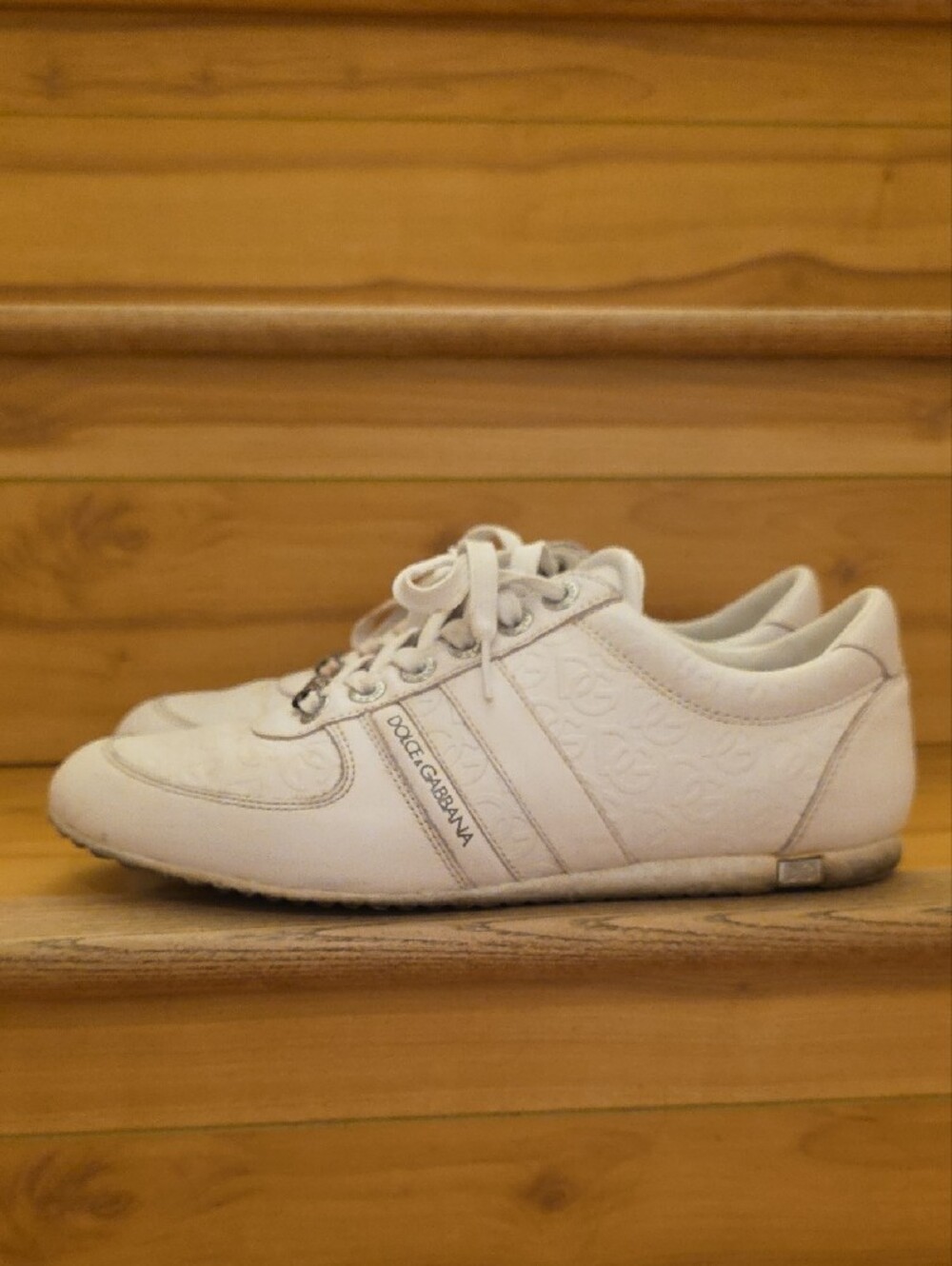 Dolce & Gabbana Men’s White Leather Sneakers – Size 8 - Picture 2 of 6